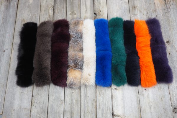 Dyed fox fur strip